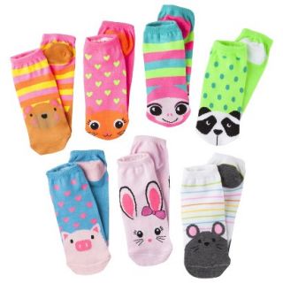 Xhilaration Girls 7pk Low Cut Animal Face Socks  Assorted 3 10