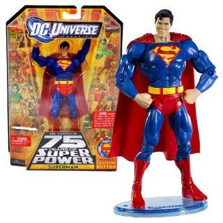Mattel Year 2009 DC Universe "DC Comics 75 Years of Super Power" Classics All Star Series 6 Inch Tall Action Figure #2   SUPERMAN with Figure Display Stand Plus Collector Button (R5773) Toys & Games
