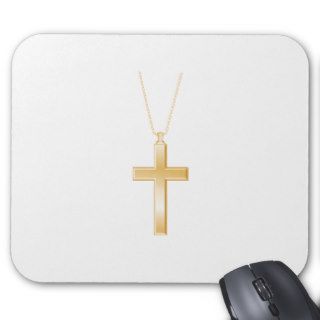 Gold cross and chain, looks like real jewelry. mousepads