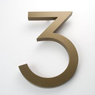 Modern House Number Bronze Color Aluminum Modern Font Number Three "3" 6 inch : Address Plaques : Patio, Lawn & Garden