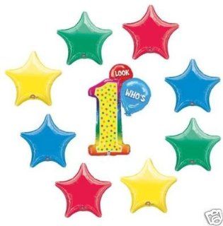 LOOK Who's Number #1 1st One Birthday Party Balloon SET: Health & Personal Care