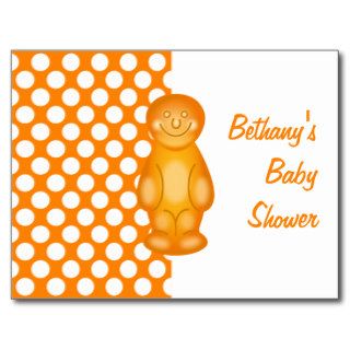Cute Orange Polka Dots Jelly Baby Shower Announce Post Cards