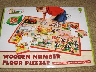 First Learning 26 Pieces Wooden Number Floor Puzzle 36"x24": Toys & Games