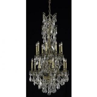 Elegant Lighting 9616d27ab/Rc Monarch 16 Light Dining Chandelier In Antique Bronze With Royal Cut Clear Crystal    