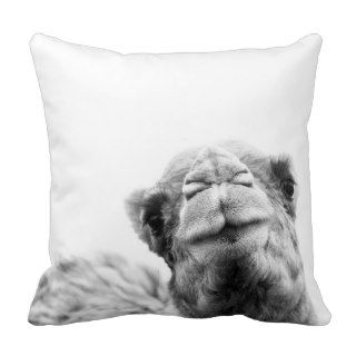 Camel Kisses Black and White Throw Pillow