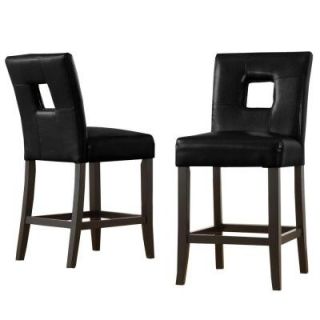 HomeSullivan 24 in. Black Counter Chairs, Cut Out Center Back (Set of 2) 403270 24S1BK[2PC]