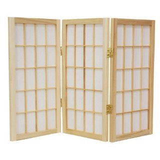 2 ft. Tall Desktop Window Pane Shoji Screen 3 Panel (Natural) (24"H x 36"W x 1"D): Home Improvement