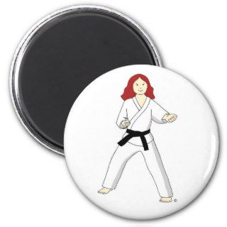 Karate Princess (red hair) Magnets