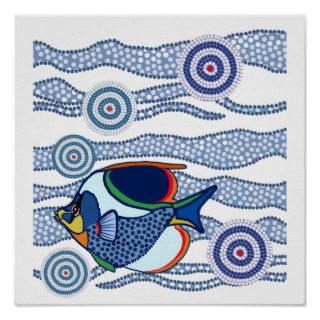 Aboriginal Dot Art Fish 01 Poster
