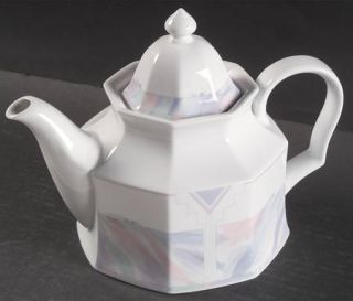 Savoir Vivre Celina Teapot & Lid, Fine China Dinnerware   Multicolor Pastel Bord