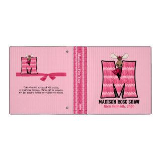 Pink Moose Monogram "M" Baby Scrapbook 3 Ring Binders