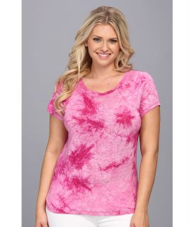 MICHAEL Michael Kors Plus Size S/S Tie Dye Crew Neck Tee Womens T Shirt (Pink)