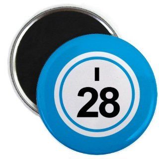 Bingo Ball I28 TWENTY EIGHT Blue 2.25 inch Fridge Magnet : Refrigerator Magnets : Everything Else