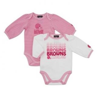 NFL Cleveland Browns Girl's Long Sleeve Bodysuit Set (2 Pack), 18 Months, Pink : Infant And Toddler Sports Fan Apparel : Clothing