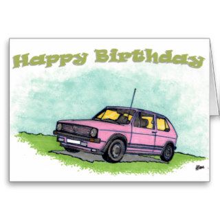 Golf GTI pink Birthday Greeting Card