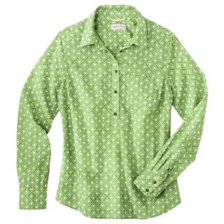 Merona Womens Popover Favorite Shirt   Green Print   XL