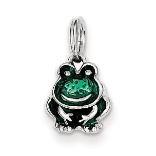 Sterling Silver Green Enameled Frog Charm Cyber Monday Special: Charm Jewelry Brothers Pendant: Jewelry