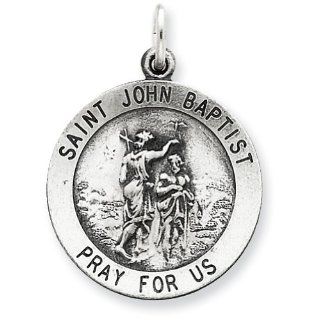 Sterling Silver Antiqued Saint John the Baptist Medal Pendants Jewelry