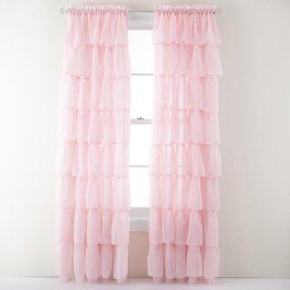 Lorraine Home Fashions Gypsy Shabby Chic Layered Ruffle Window Curtain Panel, 60 by 63 Inch, Pink   Window Treatment Panels