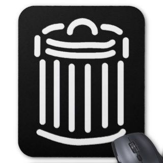 White Trash Can Symbol (For Dark Backgrounds) Mousepads