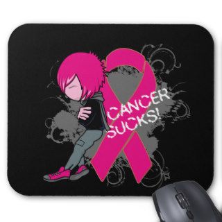Animated Boy Cancer Sucks   Breast Cancer Mouse Pad