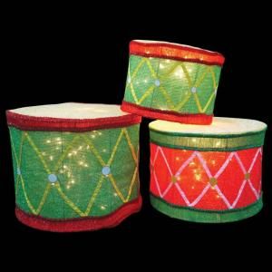 Candy Cane Lane Pre Lit 3D Soft Tinsel Drums (Set of 3) DISCONTINUED 40040