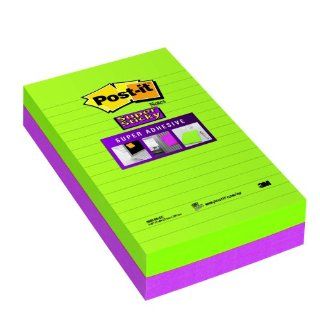 Post it® Super Sticky Haftnotizen Ultra Farben (liniert, 125 x 200 mm) 4 Blöcke mehrfarbig Bürobedarf & Schreibwaren