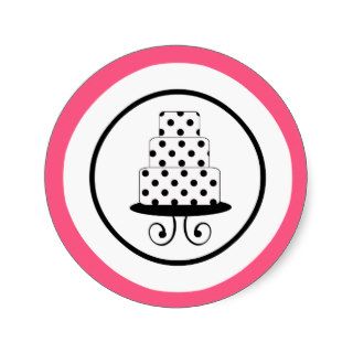 Trendy Bridal Shower Hot Pink & Black Wedding Cake Sticker