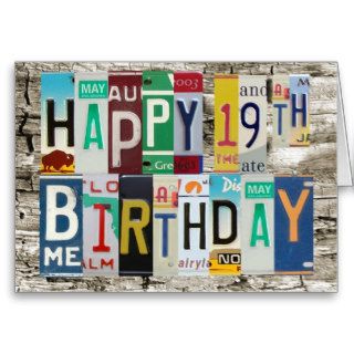 License Plates 19th Happy Birthday Card