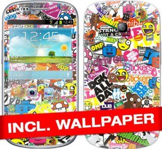 Samsung Galaxy S3 Mini i8190 Skin " STICKER " Sticker Handy Folie Aufkleber + Wallpaper, Schutzfolie fuer Cover: Elektronik