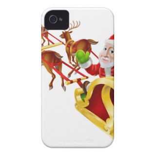 Cartoon Christmas Santa Claus Sled Case Mate iPhone 4 Case