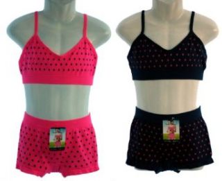 Power Flower, 2x süßes Mädchen Wäsche Set, Bustier & Slip in pink + schwarz, MS165 1: Bekleidung