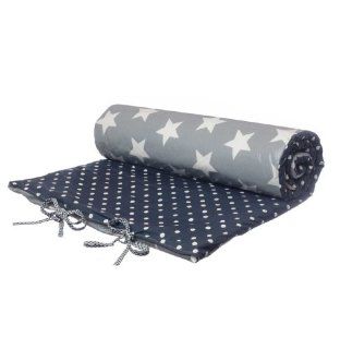 URBANARA Picknickdecke "Newbury"   100% reine Baumwolle, Blau/Weiß mit Punkten, Unterseite beschichtet mit Sternen Design   65 x 170 cm: Garten
