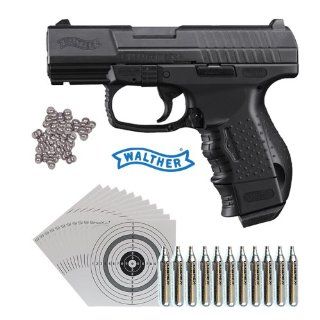 Set (P18): Walther CP99 compact (5.8064) BLOW BACK Co2 Pistole Kaliber 4,5 mm /.177 brüniert + 2.000 ShoXx. Stahlkugeln 4,5 mm + 11 Co2 Kapseln + 25 ORIGINAL ShoXx.® shoot club Zielscheiben mit 250 g/m² enthalten: Sport & Freizeit