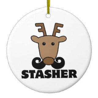 funny dasher stasher mustache reindeer christmas ornaments