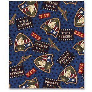 ELVIS PRESLEY "PRESLEY U.S.A. ARMY SOLDIER" on Navy Blue Fabric (Great For Quilting, Sewing, Craft Projects, Curtains, Pillows, etc.) 2 Yards