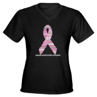 Artsmith, Inc. Women's V Neck Dark T Shirt Cancer Pink Ribbon Support Breast Cancer Awareness: Clothing
