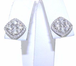 18K White Gold Diamond Earrings: Dangle Earrings: Jewelry