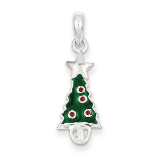 Sterling Silver Enameled Christmas Tree with Star Pendant: Vishal Jewelry: Jewelry
