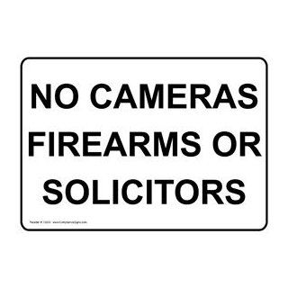 No Cameras Firearms Or Solicitors Sign TRE 13630 No Solicitation : Business And Store Signs : Office Products
