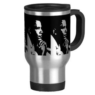 Barack Obama Black & White Profile Travel Mugs