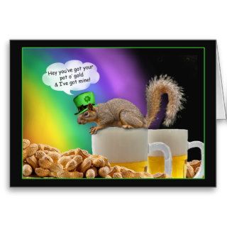 End of the Rainbow Squirrel St Patricks Day Humor Greeting Cards