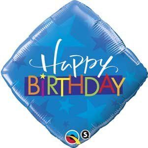 Single Source Party Supplies   18" Birthday Blue Stars (Diamond Expressions) Mylar Foil Balloon: Toys & Games