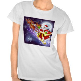 Christmas Santa flying in his sled or sleigh Shirts