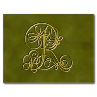 Fancy Monogram Letter R Postcards