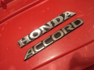 "Honda Accord" BLACK CHROME Emblem Decal Badge Script nameplate SET OF 2: Automotive