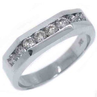 14k White Gold .65 Carats Brilliant Round Channel Set Diamond Wedding Band: TheJewelryMaster: Jewelry