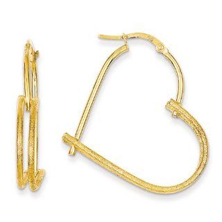 14k Yellow Gold Heart Hinged Hoop Earrings. Metal Wt  1.86g: Jewelry