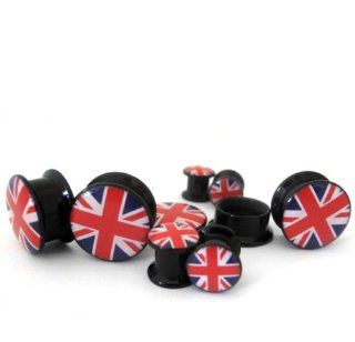 (3/4" ~ 20mm) 1 Pair of British Flag Ear Gauges Plugs: Jewelry