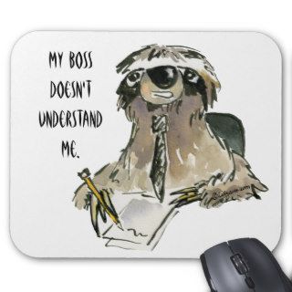 Sloth at Work Cartoon Mousepad